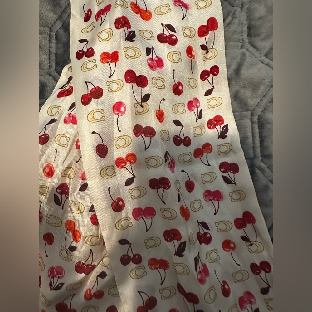 Coach Sculpted C Cherries silk scarf